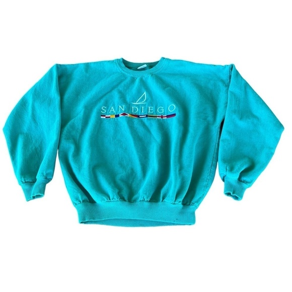 VTG Crazy Shirts SAN DIEGO Embroidered Crewneck Sweatshirt Sailing Flags Small - Picture 4 of 14
